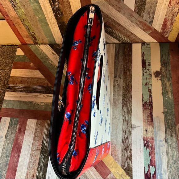 KENZO Paris Floral Leather Handbag Inside Removable Velvet Bag Coin Purse Red - Picture 5 of 12